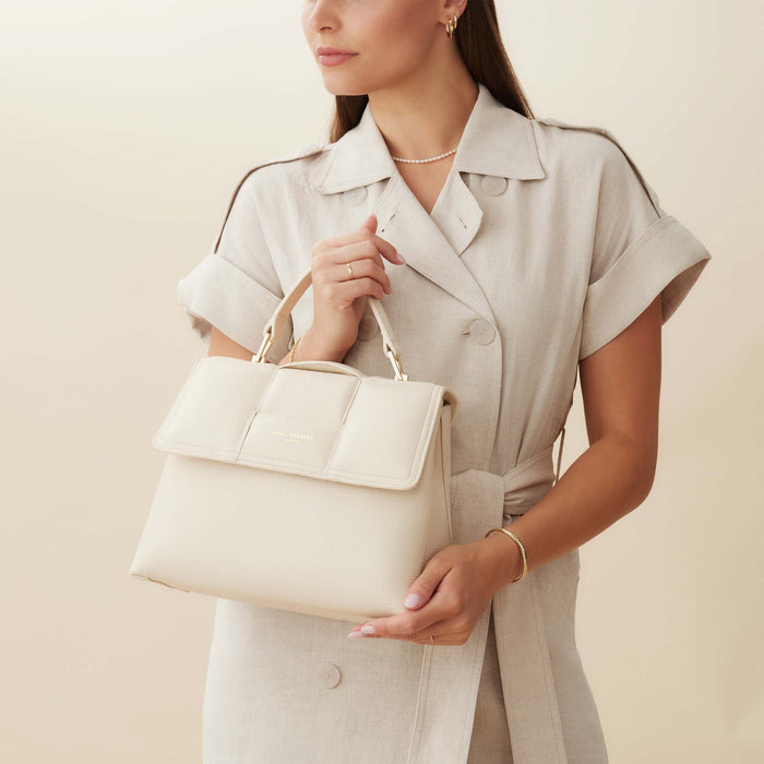 Isabel Bernard Femme Forte Lacy Sac à Main En Cuir De Veau Crème