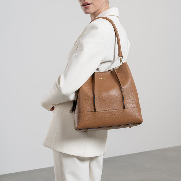 Isabel Bernard Femme Forte Macie Sac D'épaule En Cuir De Veau Cognac
