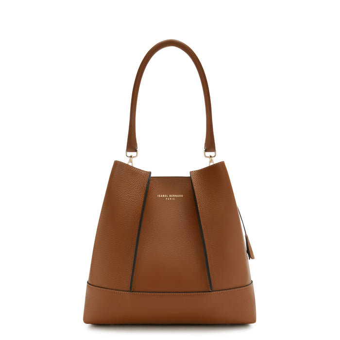 isabel bernard Femme Forte Macie sac d'épaule en cuir de veau cognac