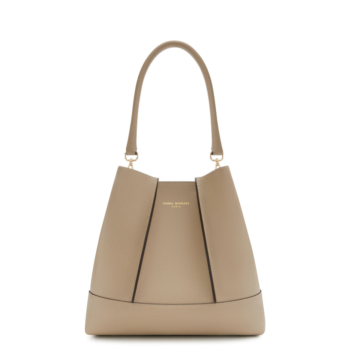 isabel bernard Femme Forte Macie sac d'épaule en cuir de veau taupe