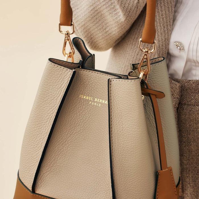 Isabel Bernard Femme Forte Minette Sac à Main En Cuir De Veau Taupe