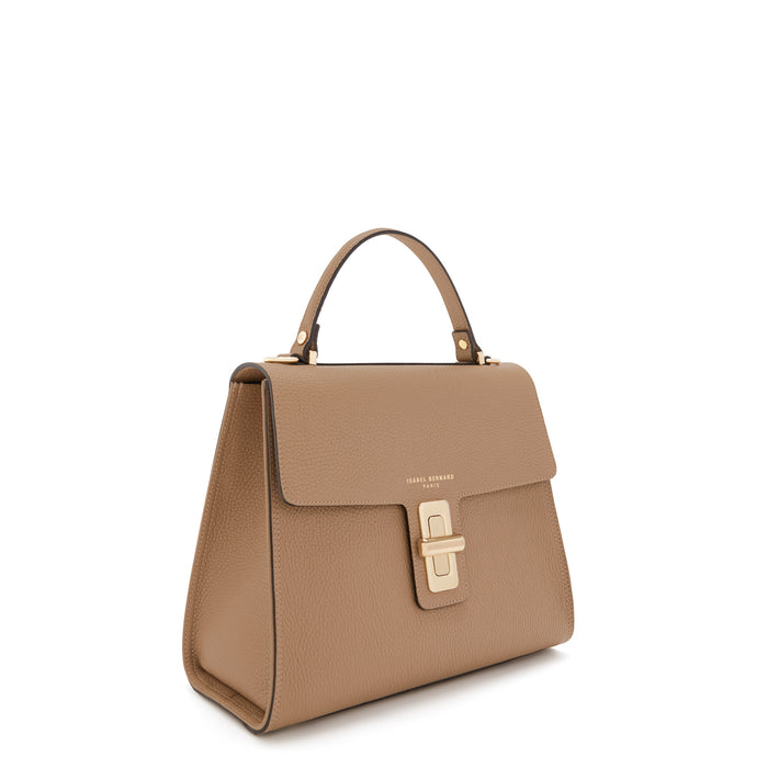 Isabel Bernard Femme Forte Simone Midi Beige En Cuir Sac A Main En Cuir De Veau