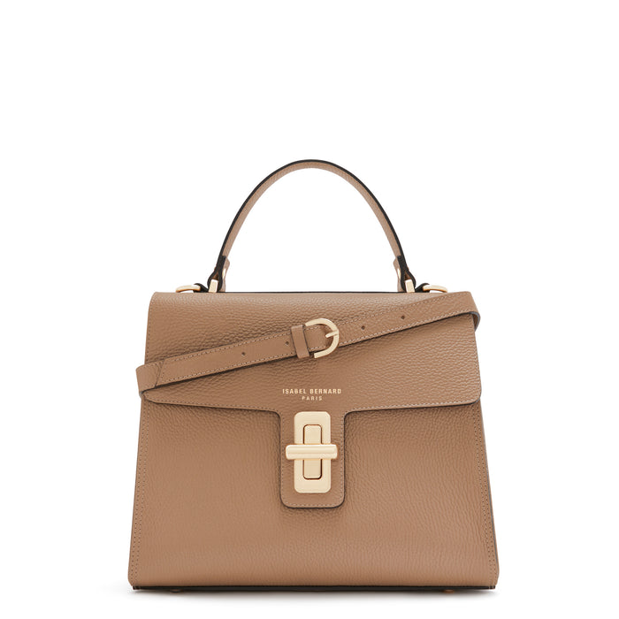 Isabel Bernard Femme Forte Simone Midi Beige En Cuir Sac A Main En Cuir De Veau