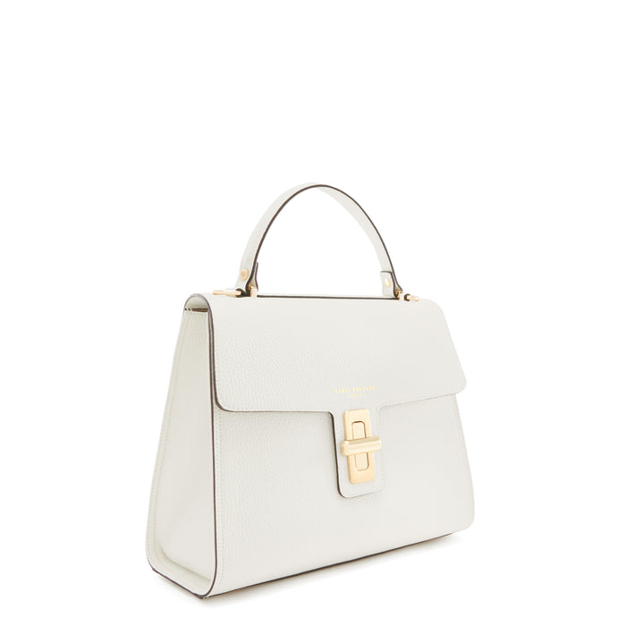 Isabel Bernard Femme Forte Simone Midi Blanc En Cuir Sac A Main En Cuir De Veau