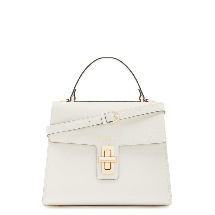 isabel bernard Femme Forte Simone Midi blanc en cuir sac a main en cuir de veau