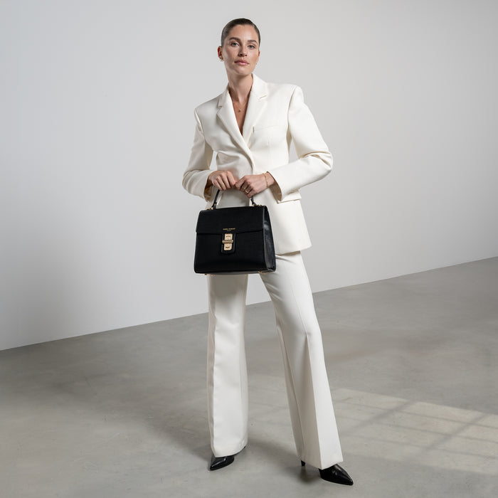 Isabel Bernard Femme Forte Simone Midi Noir En Cuir Sac A Main En Cuir De Veau