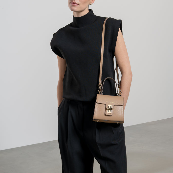 Isabel Bernard Femme Forte Simone Mini Beige En Cuir Sac A Main En Cuir De Veau