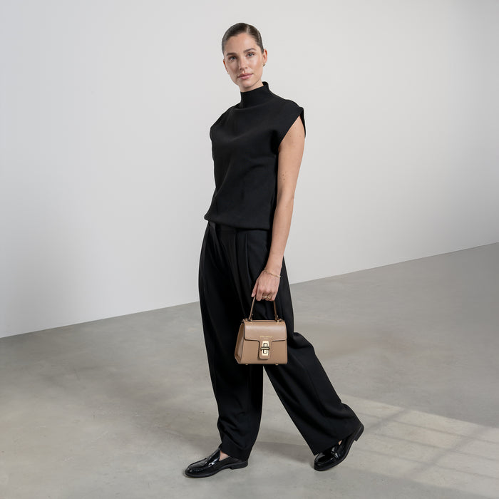 Isabel Bernard Femme Forte Simone Mini Beige En Cuir Sac A Main En Cuir De Veau