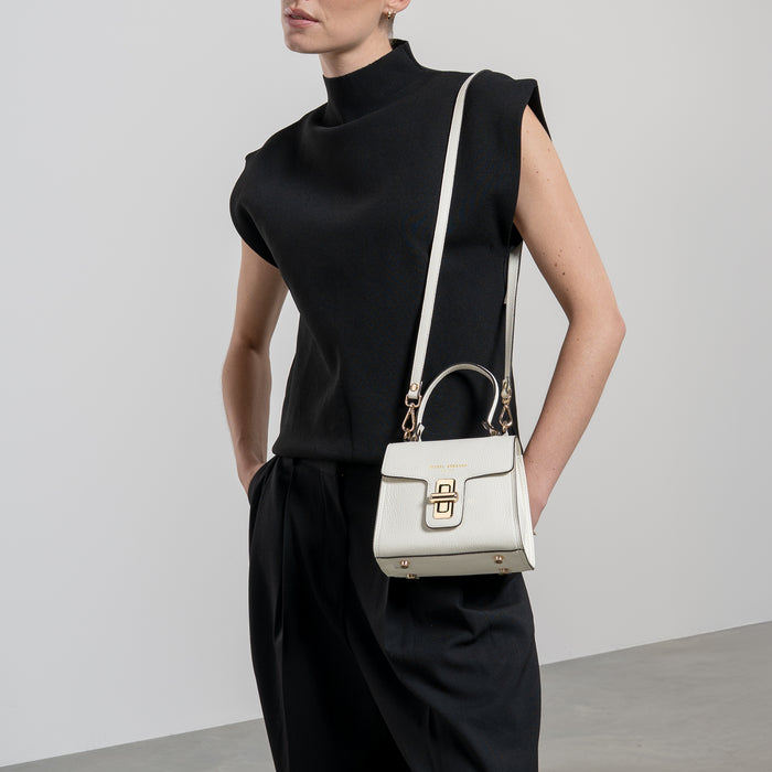 Isabel Bernard Femme Forte Simone Mini Blanc En Cuir Sac A Main En Cuir De Veau