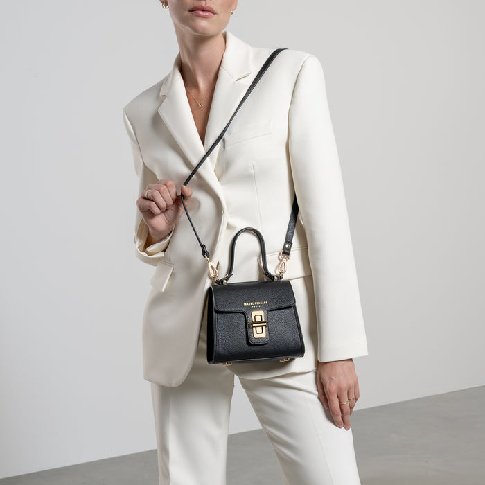 Isabel Bernard Femme Forte Simone Mini Noir En Cuir Sac A Main En Cuir De Veau