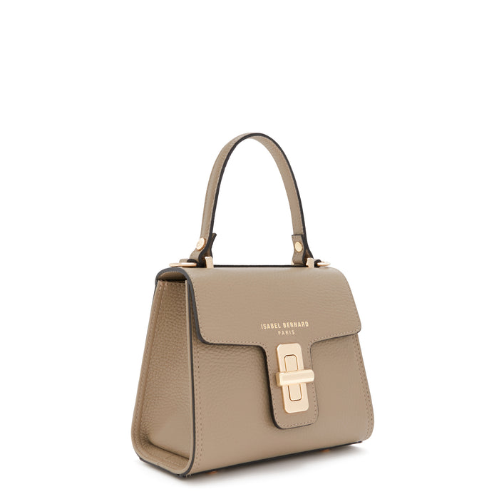 Isabel Bernard Femme Forte Simone Mini Taupe En Cuir Sac A Main En Cuir De Veau