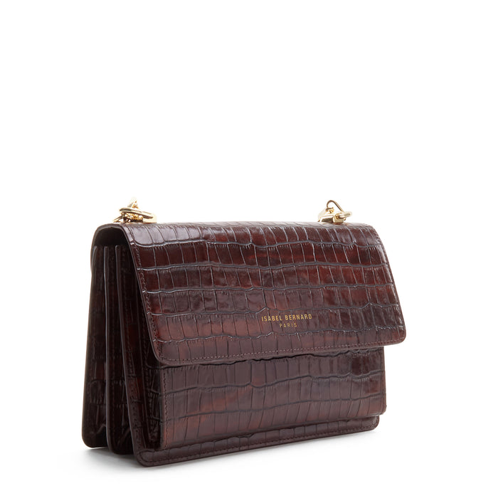 Isabel Bernard Femme Forte Valerie Sac D'épaule En Cuir De Veau Marron Croco