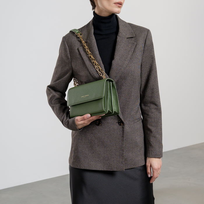 Isabel Bernard Femme Forte Valerie Sac D'épaule En Cuir De Veau Vert