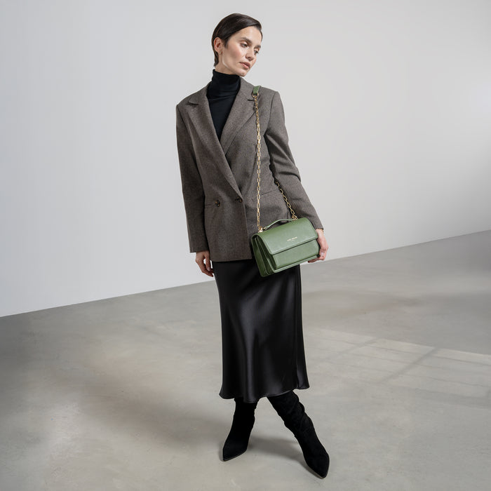 Isabel Bernard Femme Forte Valerie Sac D'épaule En Cuir De Veau Vert