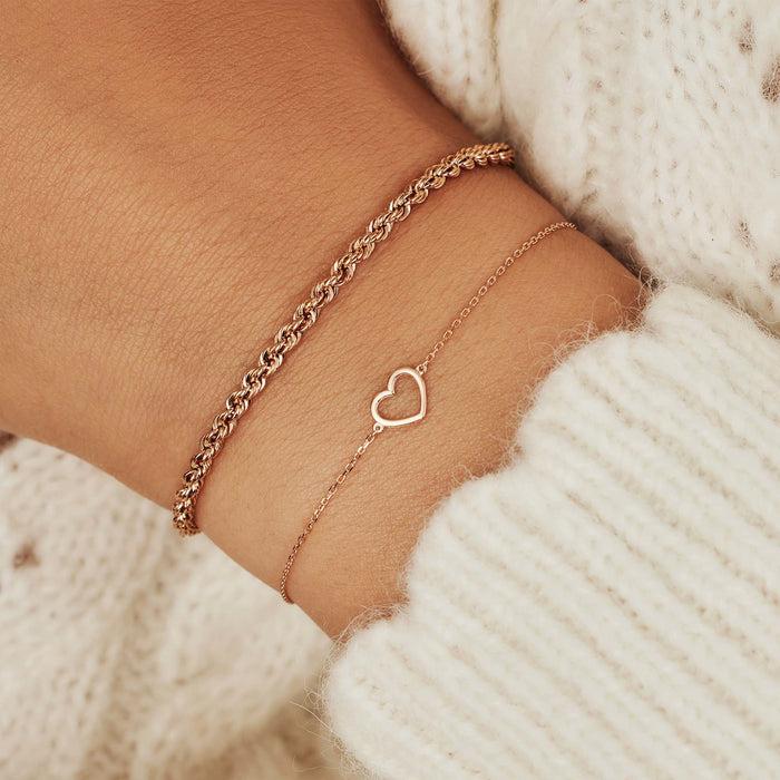 Isabel Bernard La Concorde Amore Bracelet En Or Rose 14 Carats Avec Cœur