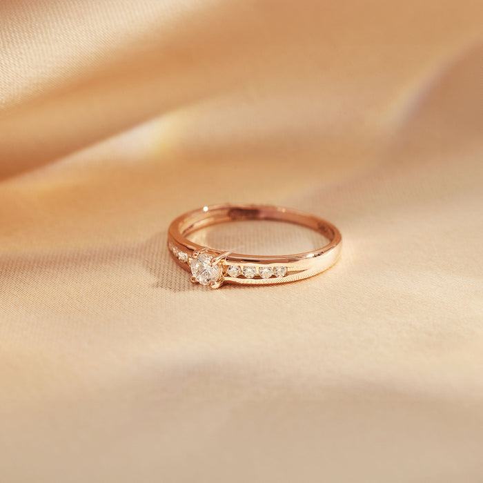 Isabel Bernard La Concorde Estee Bague En Or Rose 14 Carats Et Oxydes De Zirconium