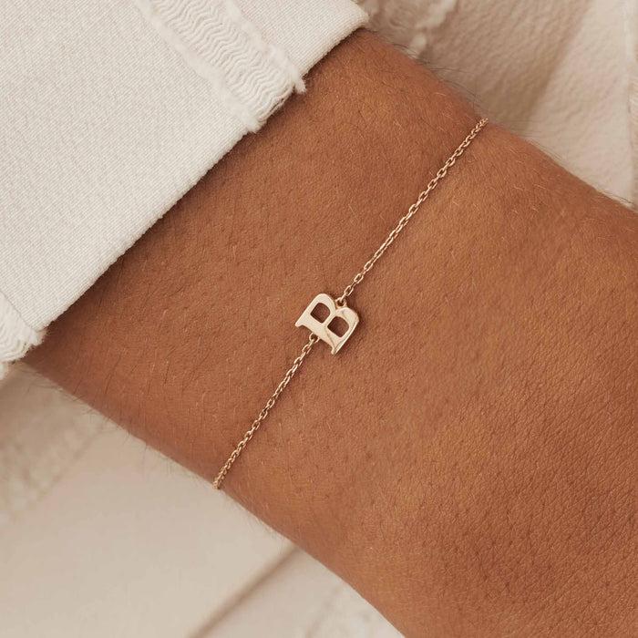 Isabel Bernard La Concorde Rachel Bracelet Initiale En Or Rose 14 Carats Avec Lettre