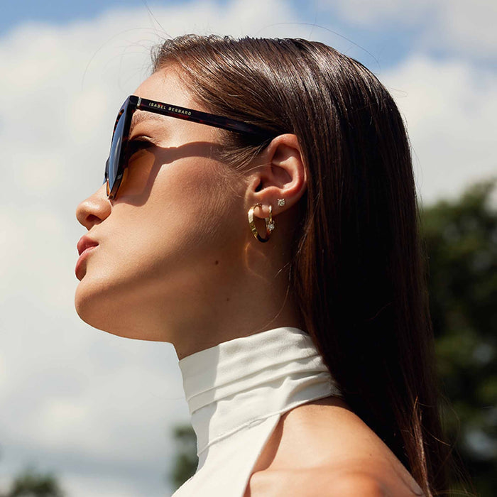 Isabel Bernard La Villette Raison Lunettes De Soleil Carrées Tortue Marron Avec Des Verres Bruns