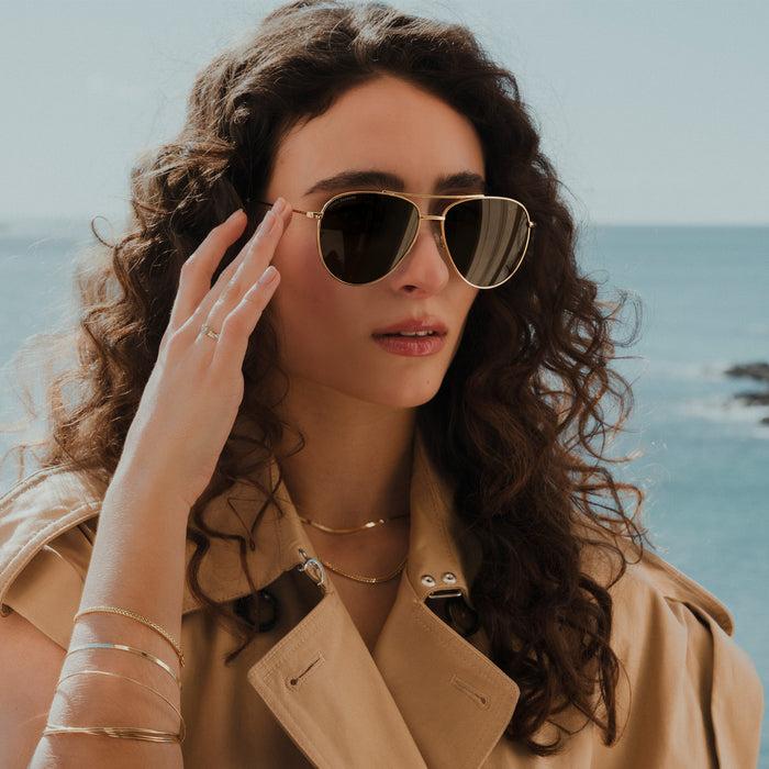 Isabel Bernard La Villette Remi Lunettes De Soleil Aviator De Couleur Or Avec Verres Verts