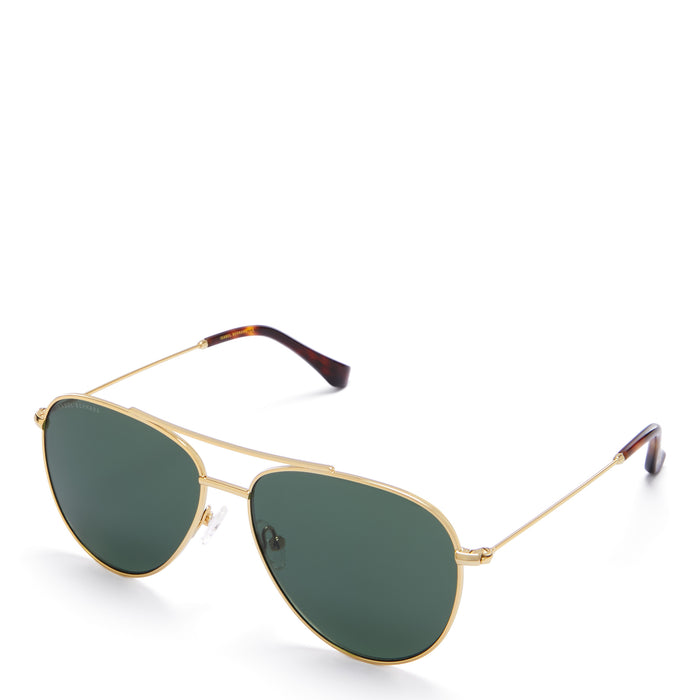 isabel bernard La Villette Remi lunettes de soleil Aviator de couleur or avec verres verts