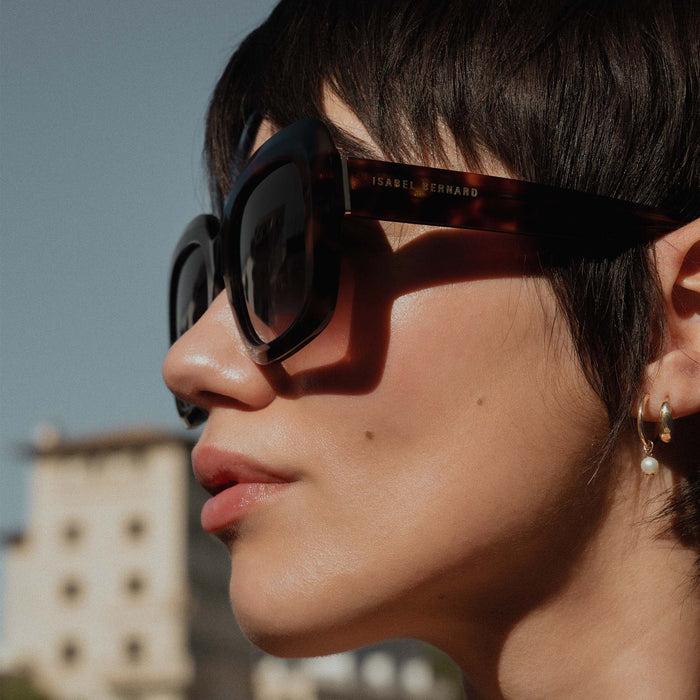 Isabel Bernard La Villette Rive Marron Tortoise Lunettes De Soleil Carrées Avec Verres Bruns
