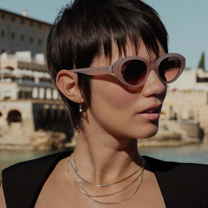 Isabel Bernard La Villette Rosaire Rose Tendre Lunettes De Soleil Ovales Avec Rose Verres