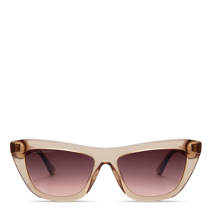 Isabel Bernard La Villette Roselin Transparant Beige Cat Eye Lunettes De Soleil Avec Des Verres Bruns Dégradés