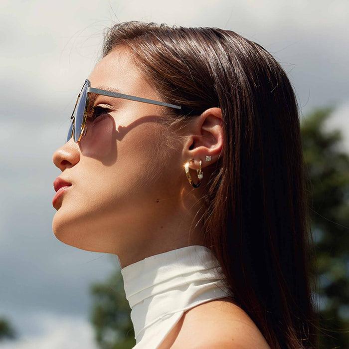 Isabel Bernard La Villette Roxanne Lunettes De Soleil Aviator De Couleur Or Avec Des Verres Noirs