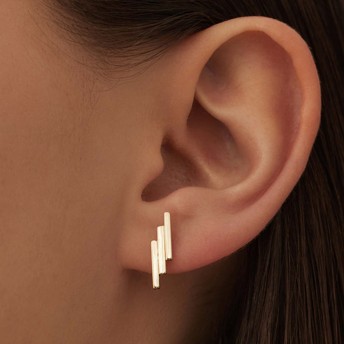 Isabel Bernard Le Marais Rosalie Clous D'oreilles En Or 14 Carats Avec 3 Barres