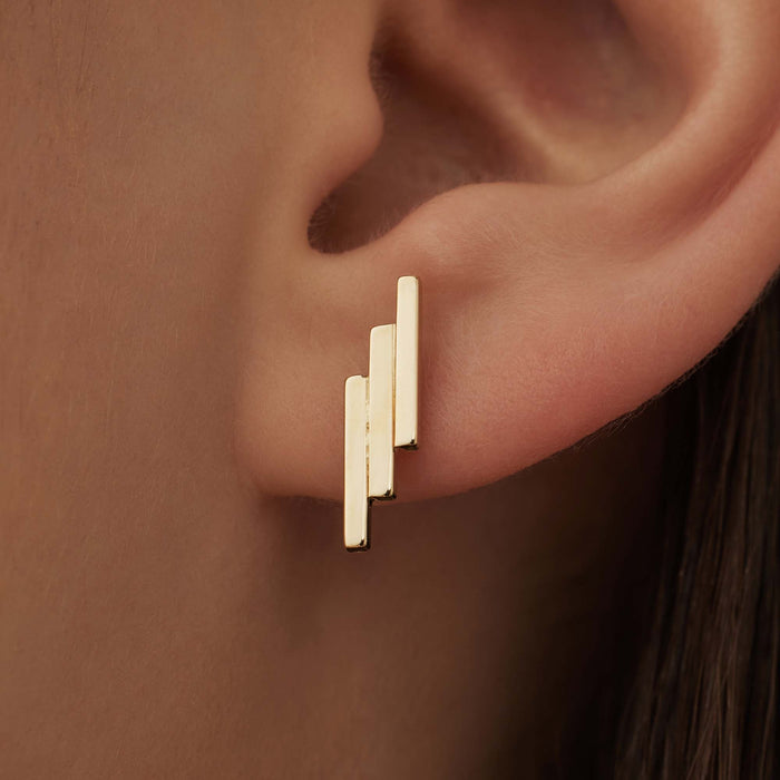 Isabel Bernard Le Marais Rosalie Clous D'oreilles En Or 14 Carats Avec 3 Barres