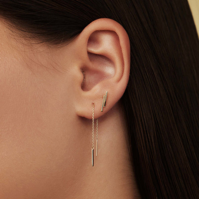 Isabel Bernard Monceau Jade Clous D'oreilles En Or 14 Carats Avec Barres