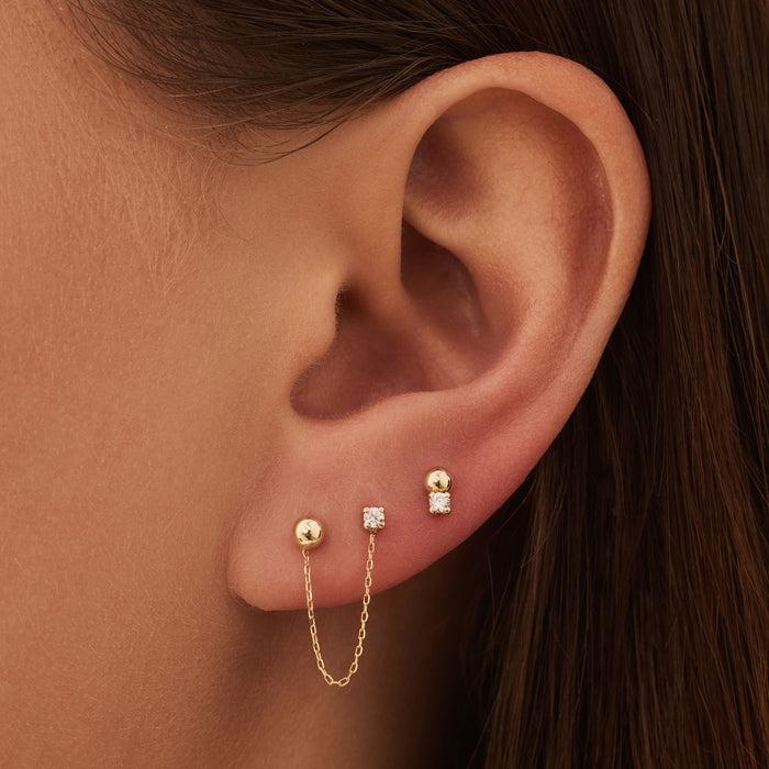 Isabel Bernard Rivoli Cézanne En Or 14 Carats Boucles D'oreilles Avec 3 Clous D'oreilles