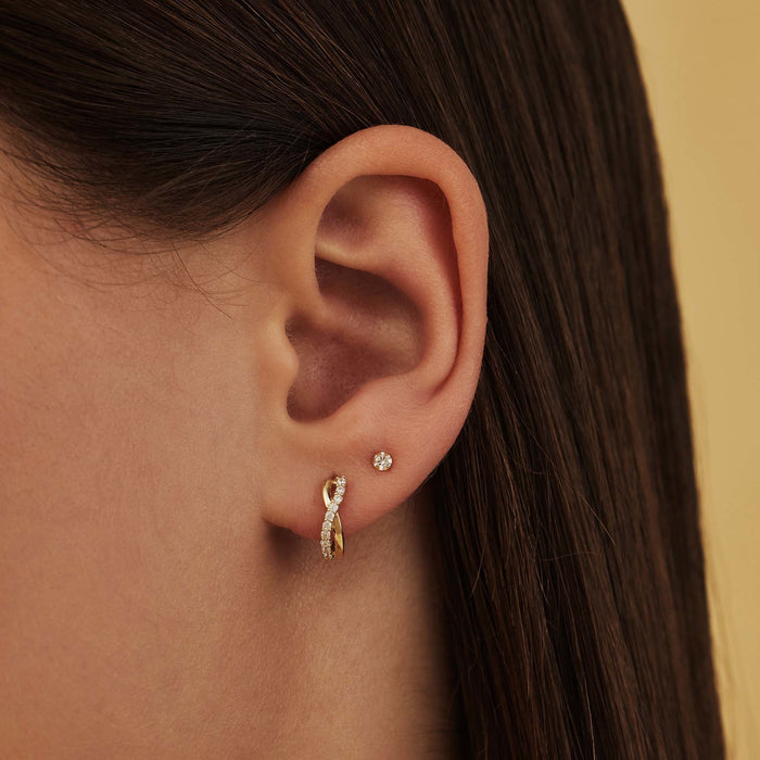 Isabel Bernard Rivoli Esmée Boucles D'oreilles En Or 14 Carats Et Oxydes De Zirconium