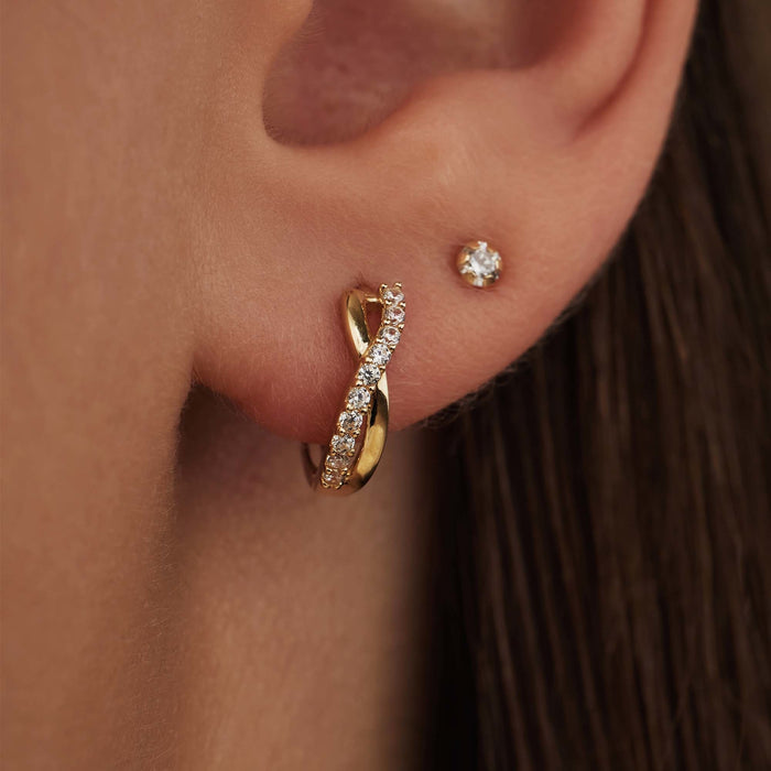 Isabel Bernard Rivoli Esmée Boucles D'oreilles En Or 14 Carats Et Oxydes De Zirconium