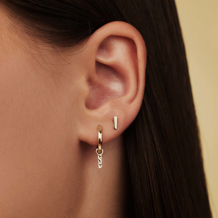 Isabel Bernard Rivoli Laura Créoles En Or 14 Carats Avec Barre En Diamant Taillé