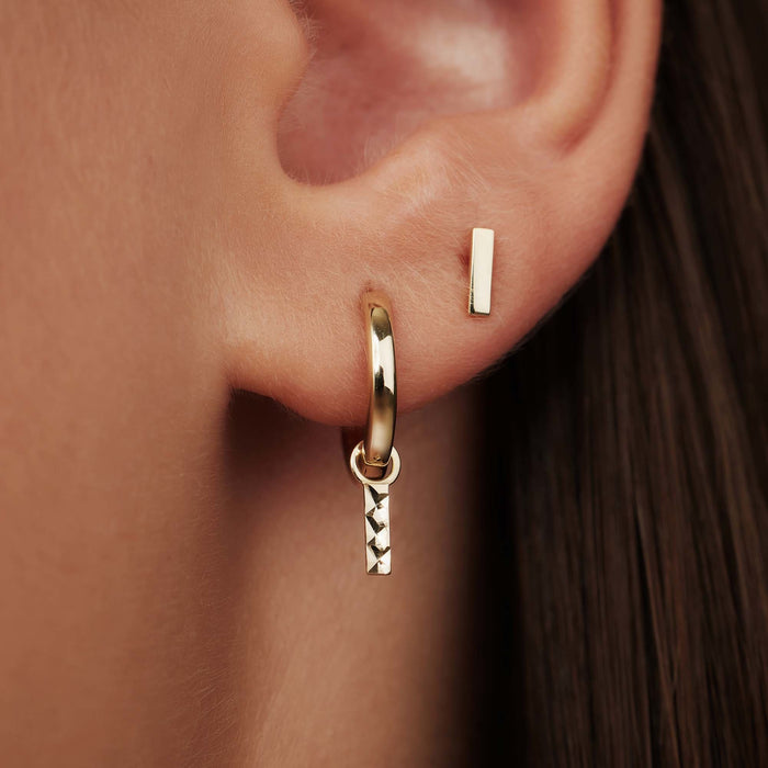 Isabel Bernard Rivoli Laura Créoles En Or 14 Carats Avec Barre En Diamant Taillé