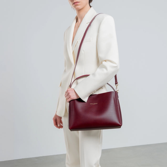 Isabel Bernard Sac à Main En Cuir Tanné Végétal Bordeaux Montmartre Béatrice