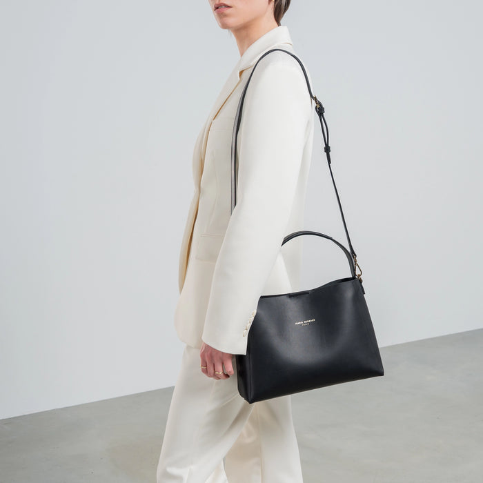 Isabel Bernard Sac à Main En Cuir Tanné Végétal Noir Montmartre Béatrice