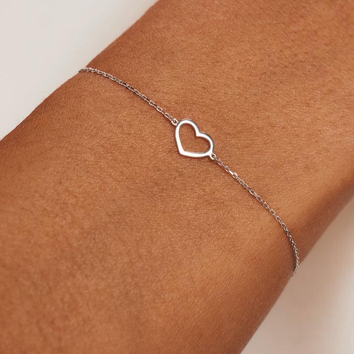 Isabel Bernard Saint Germain Amore Bracelet En Or Blanc 14 Carats Avec Cœur