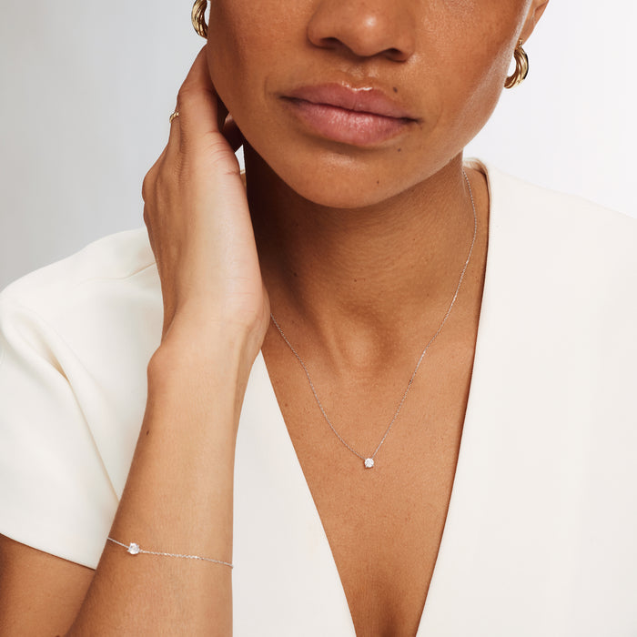 Isabel Bernard Saint Germain Faïs Bracelet En Or Blanc 14 Carats Et Oxyde De Zirconium