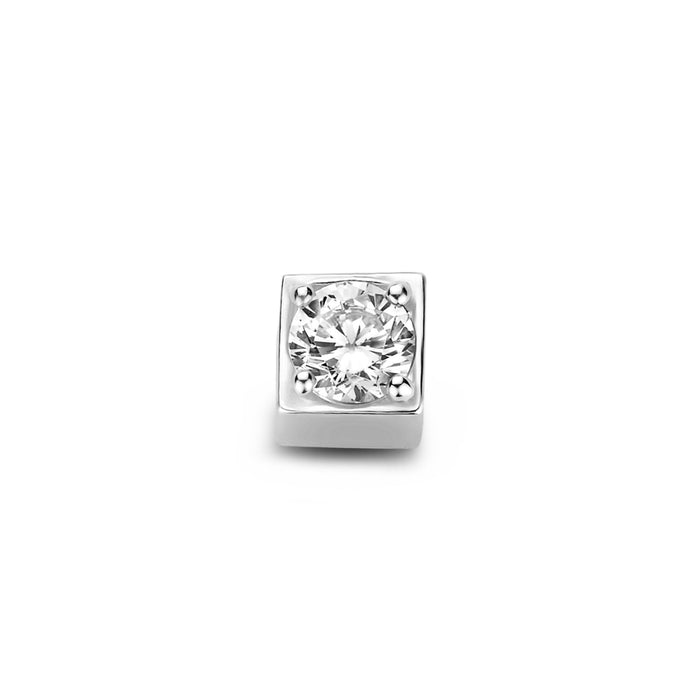 isabel bernard Saint Germain Felie breloque cube en or blanc 14 carats et oxyde de zirconium