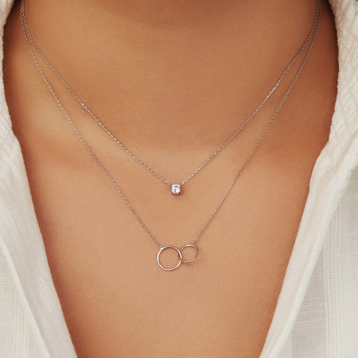 Isabel Bernard Saint Germain Loulou Collier En Or Blanc 14 Carats Avec Deux Cercles