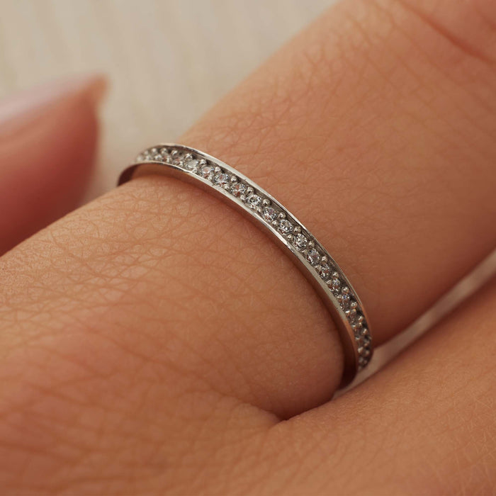 Isabel Bernard Saint Germain Merle Bague En Or Blanc 14 Carats Avec Zircone