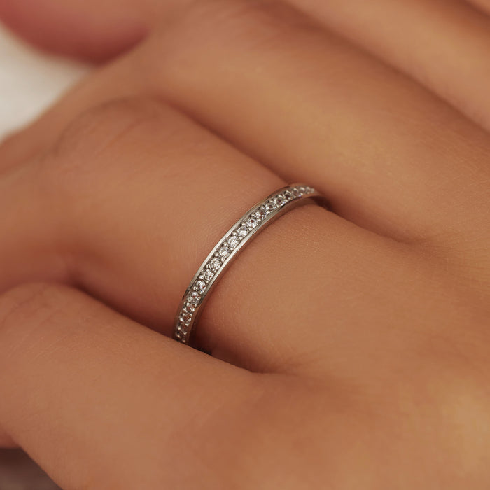 Isabel Bernard Saint Germain Merle Bague En Or Blanc 14 Carats Avec Zircone