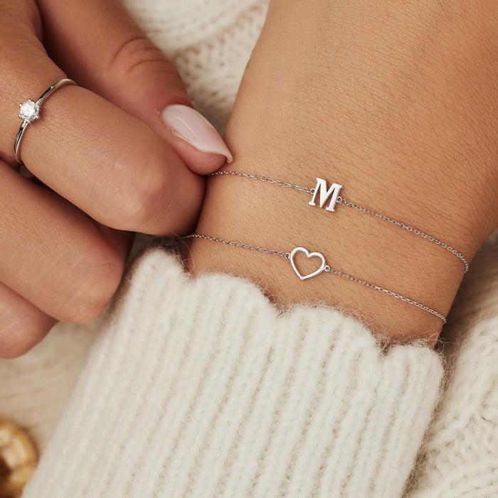 Isabel Bernard Saint Germain Rachel Bracelet Initiale En Or Blanc 14 Carats Avec Lettre
