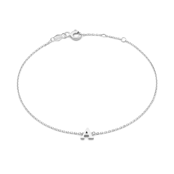 isabel bernard Saint Germain Rachel bracelet initiale en or blanc 14 carats avec lettre