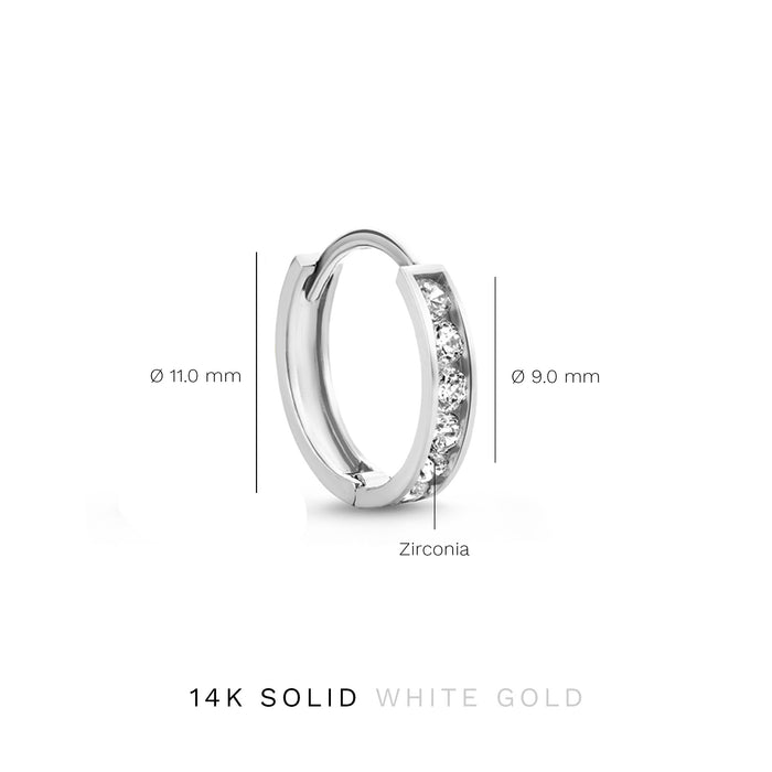 Isabel Bernard Saint Germain Tiphaine Créoles En Or Blanc 14 Carats Et Oxydes De Zirconium