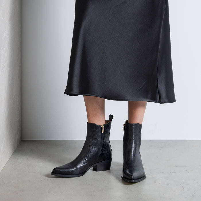 Isabel Bernard Vendôme Amandine Bottes En Cuir De Veau Croco Noir