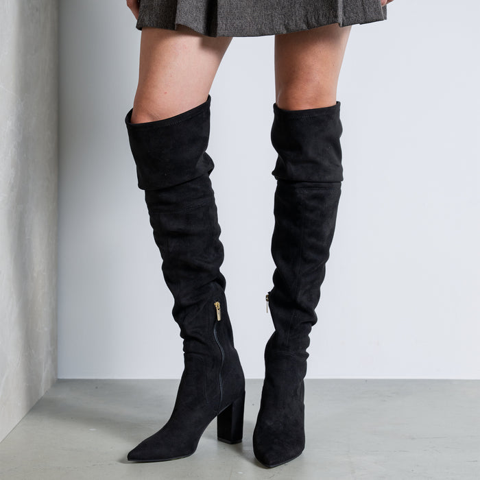 Isabel Bernard Vendôme Fem Black Nylon Stretch Suede Heels