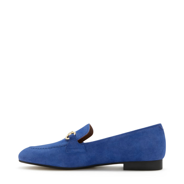 Isabel Bernard Vendôme Fleur Mocassins à Talon En Daim Bleu